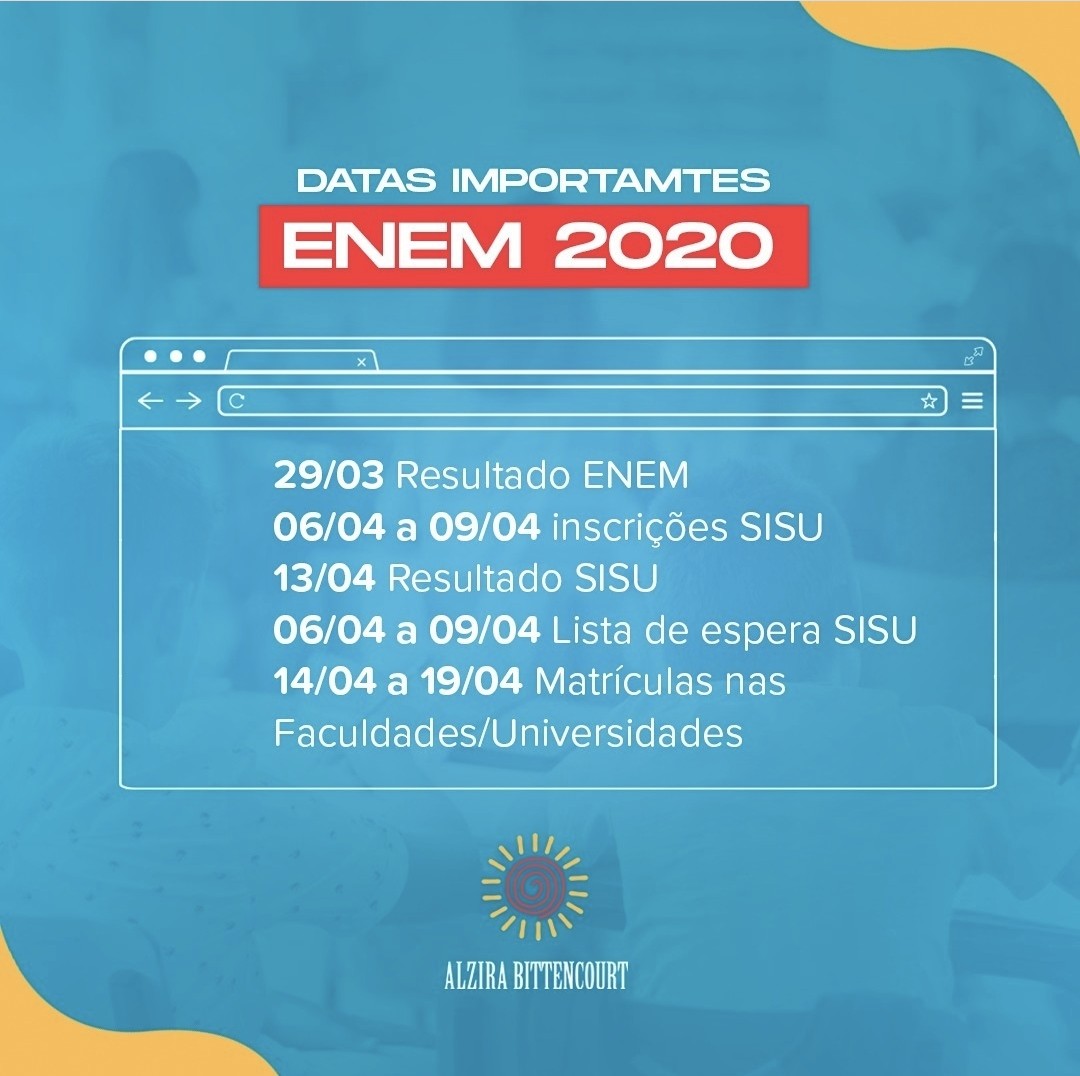 Muita Atenção às Datas Do ENEM 2020 - Centro Moderno De Ensino